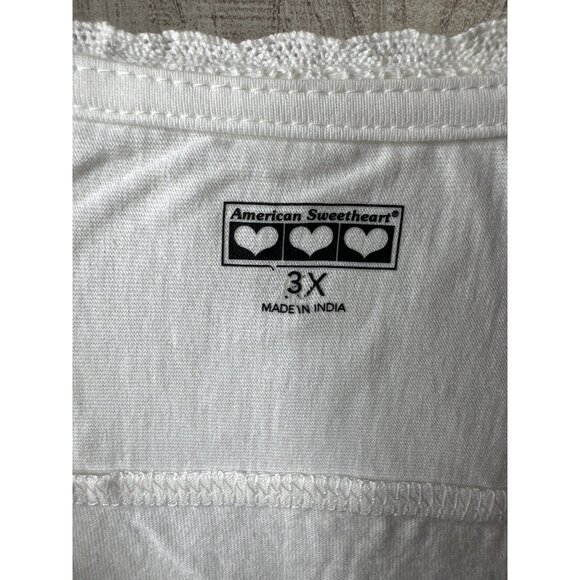 White Embroidered Cotton Short Sleeve Womens Top American Sweetheart Size 3XL - Picture 3 of 8